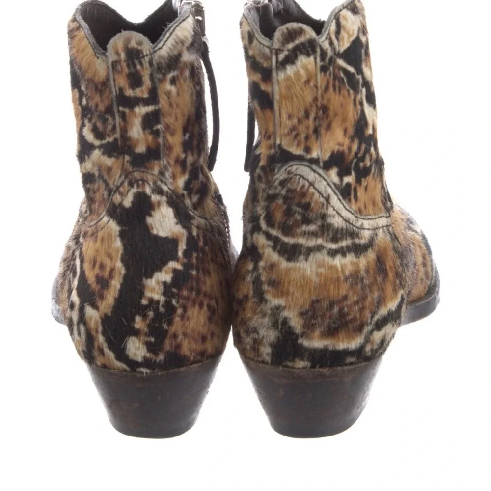 Golden Goose Limited Edition Calf Hair Snakeskin Western Boots Brown Black 36
